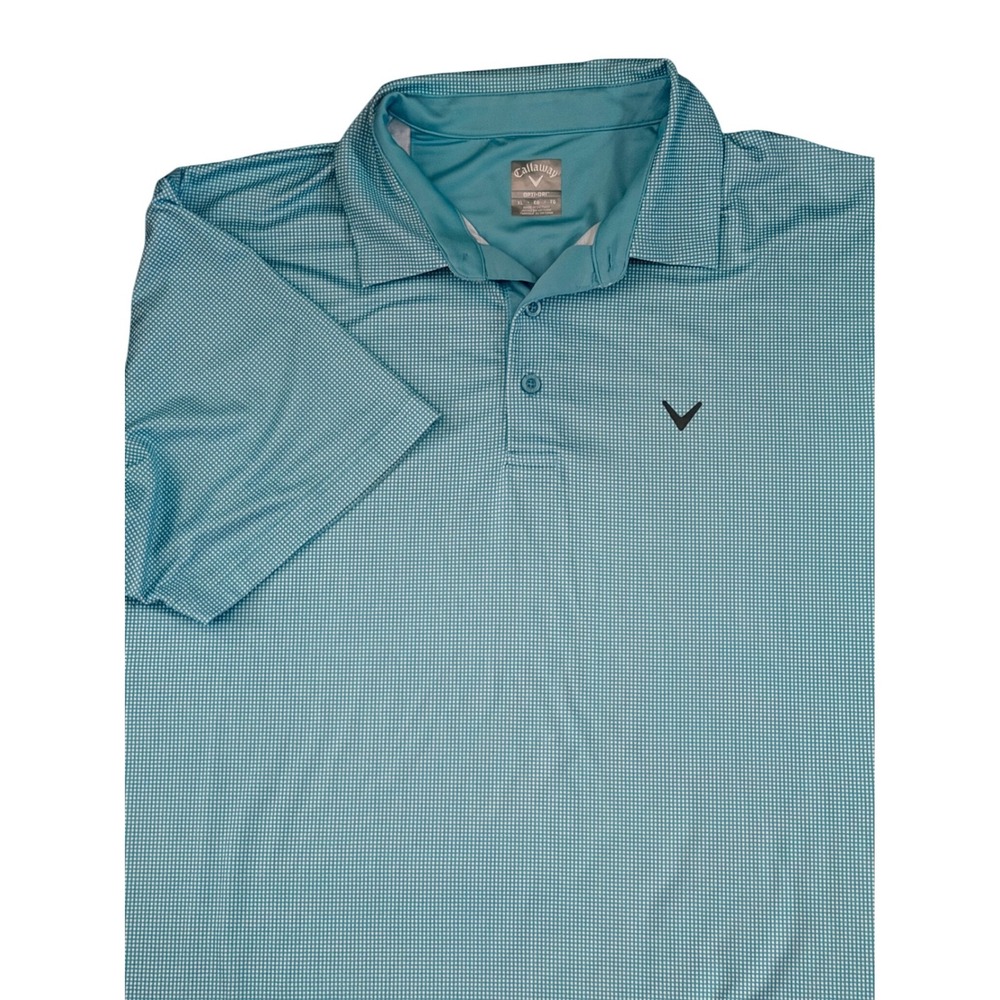 Callaway Polo‎ Shirt Mens XL Blue White Micro Check Opti-Dri Performance Golf